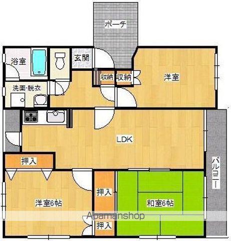 アサヒコーポⅡC棟(3LDK/2階)の間取り写真