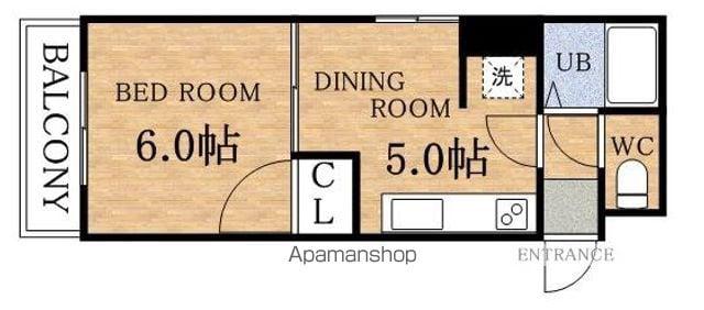 パレス発寒南(1DK/2階)の間取り写真