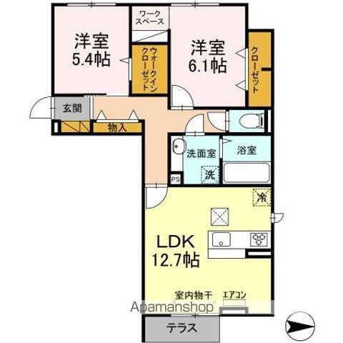 ハイピクチャー D棟(2LDK/1階)の間取り写真