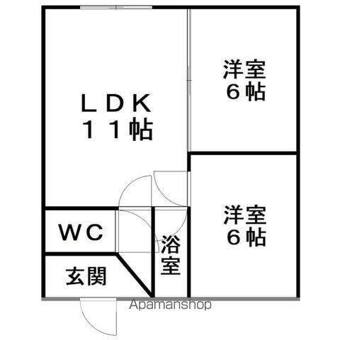 イチモトハイツ(2LDK/2階)の間取り写真