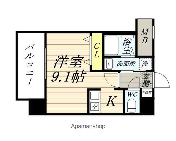 エンクレストベイ天神東Ⅲ(1K/10階)の間取り写真