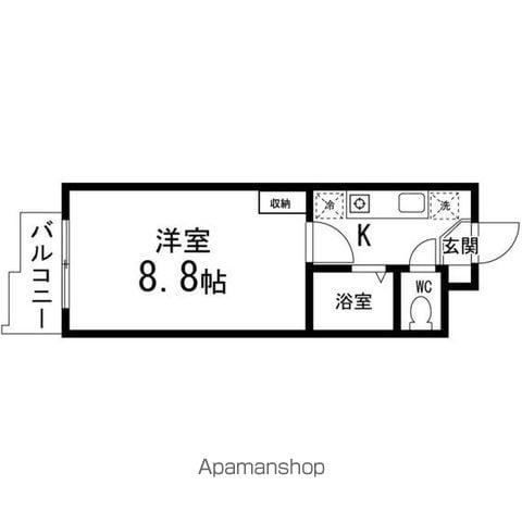 ベルシティ七北田(1K/2階)の間取り写真