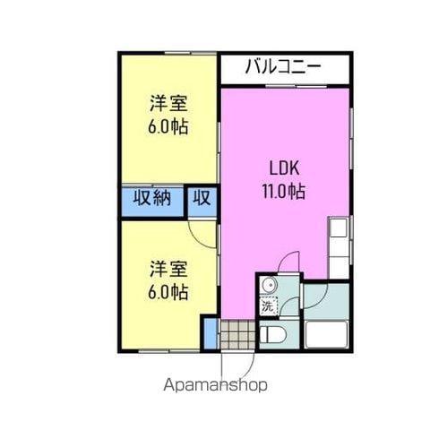 ハイツヨシウラ(2LDK/2階)の間取り写真