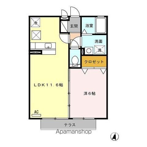 セジュール・アイ・小松(1LDK/1階)の間取り写真