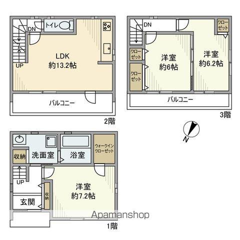 東海道本線 西大路駅 徒歩10分 3階建 築13年(3LDK)の間取り写真