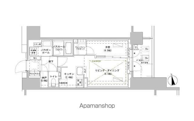 パークスフィア牛込神楽坂(1LDK/5階)の間取り写真