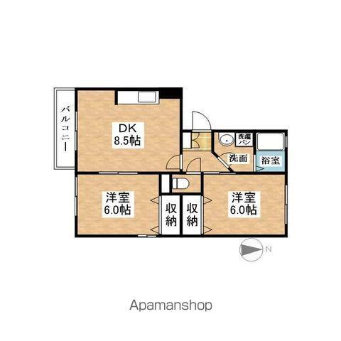 スカイガーデン(2DK/1階)の間取り写真