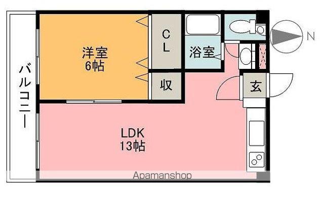 浅野サンハイツ(1LDK/3階)の間取り写真