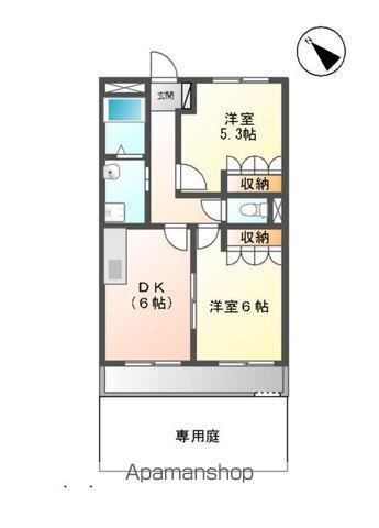 ベルハイム(2DK/1階)の間取り写真
