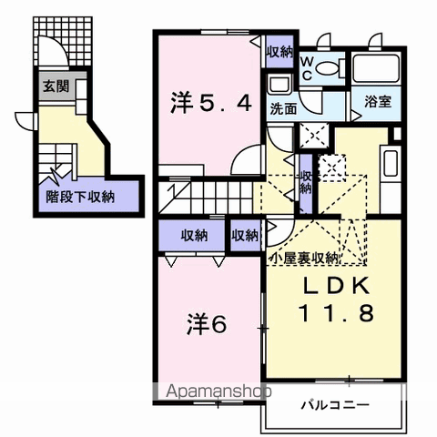 エクセレント・ヴィラC(2LDK/2階)の間取り写真