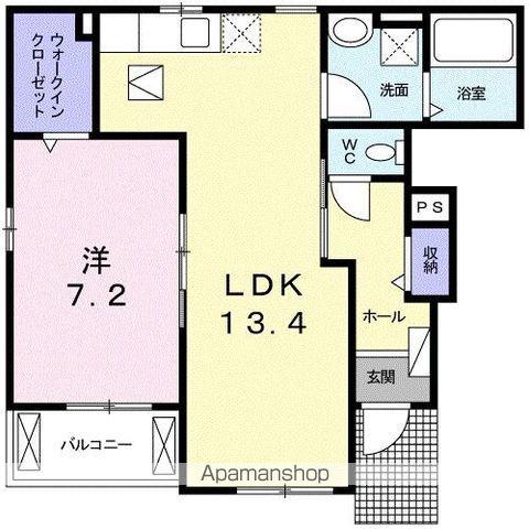 パイン・フィールズ(1LDK/1階)の間取り写真