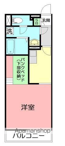 ミランダYIⅡ(ワンルーム/1階)の間取り写真