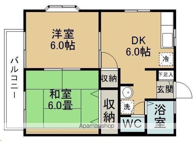 ラピス鹿野B(2DK/2階)の間取り写真