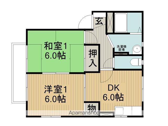 ディアスりんごの樹A棟(2DK/2階)の間取り写真