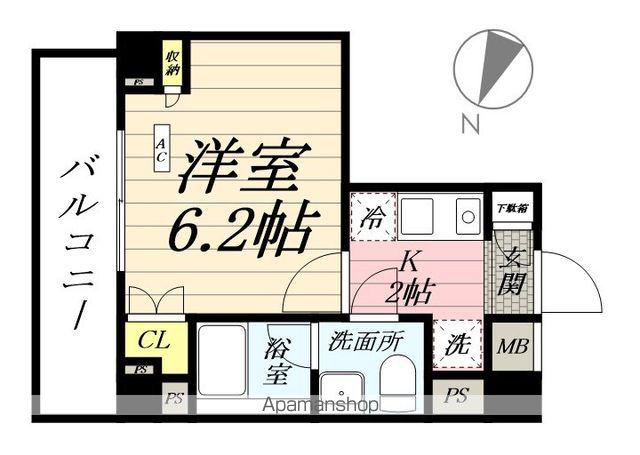 スカイコート川崎京町(1K/1階)の間取り写真