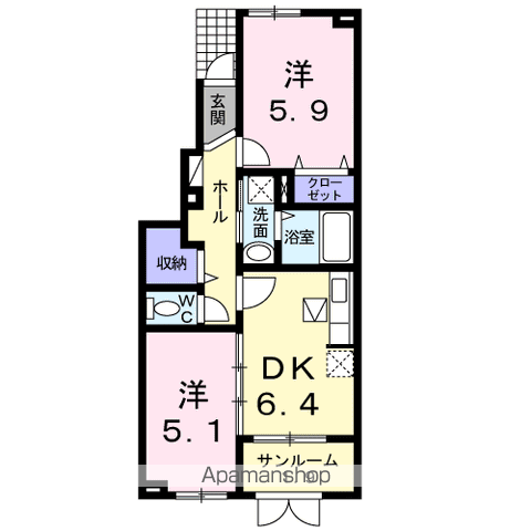 メゾン・ド・リッシュ(2DK/1階)の間取り写真