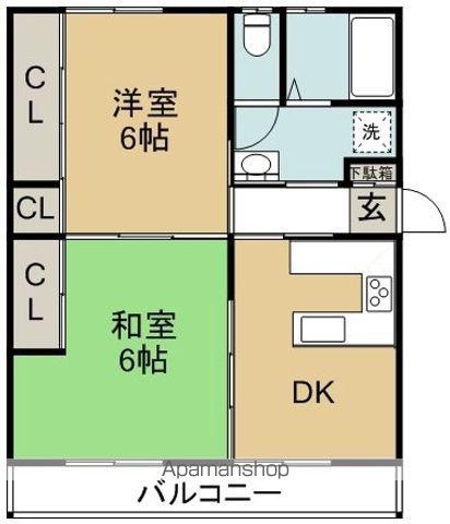 QUATRO(2DK/2階)の間取り写真