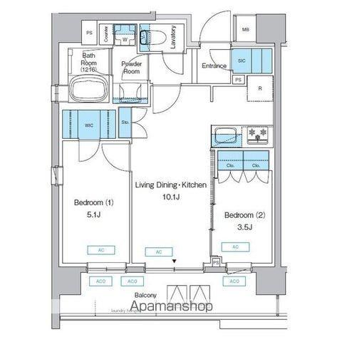 プレディアコート三軒茶屋(2LDK/9階)の間取り写真