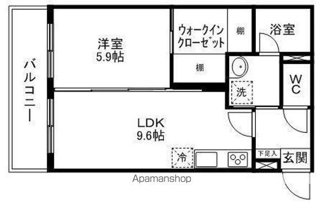 ナインフラッツ八幡(1LDK/1階)の間取り写真