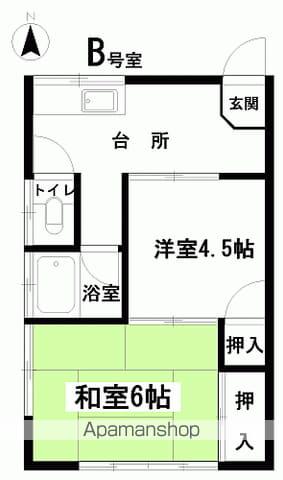 神谷ハイツ(2K/1階)の間取り写真