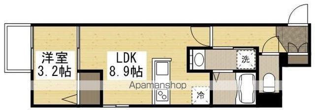 月光 岡山旭東町(1LDK/1階)の間取り写真