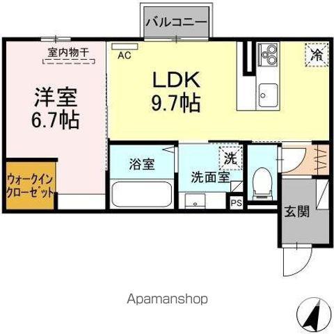 DROOM竹尾Ⅰ(1LDK/2階)の間取り写真