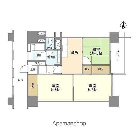 高田馬場(3K/13階)の間取り写真