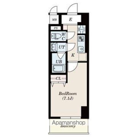 ドゥナーレ辻町(1K/3階)の間取り写真