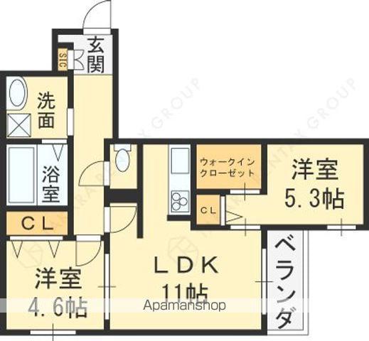 KOGI RESIDENCE 花園本町(2LDK/3階)の間取り写真