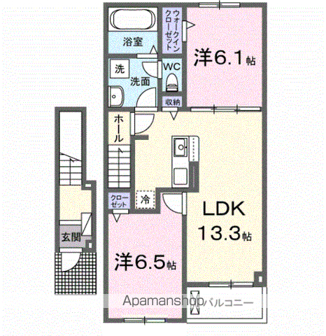 プレミアム コンフォート Ⅱ(2LDK/2階)の間取り写真