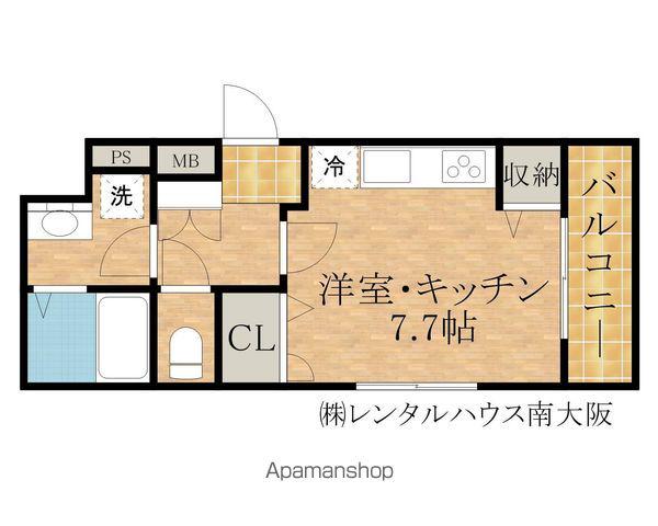 シャーメゾン東岸和田(1K/2階)の間取り写真