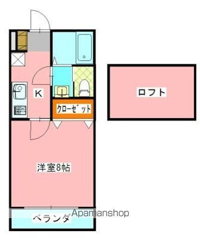 メルローズプレイスⅡ(1K/2階)の間取り写真