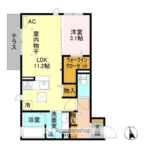 JーROOM妃 参番館 東之門(1LDK/1階)の間取り写真