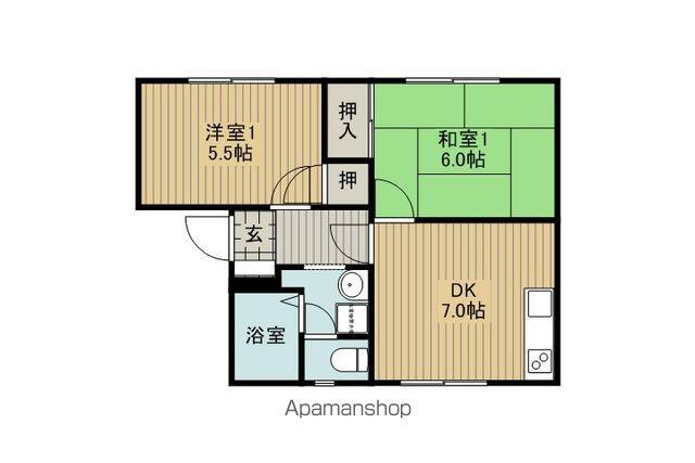 ハウゼ森B(2DK/1階)の間取り写真