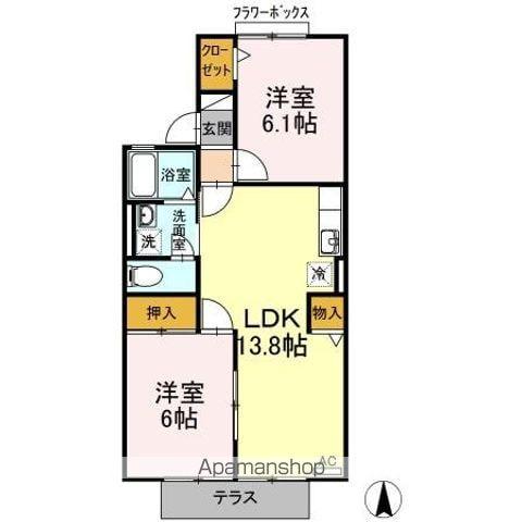 グランシャリオⅠ棟(2LDK/1階)の間取り写真