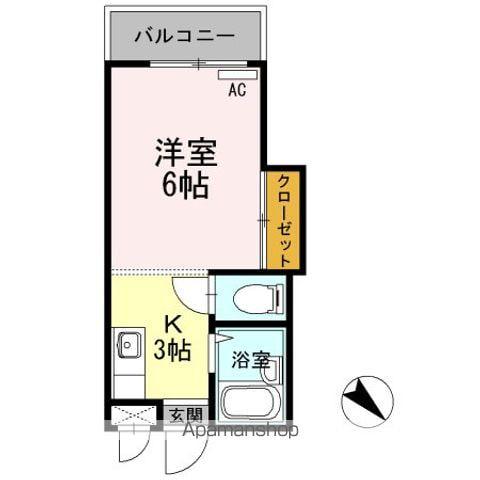 パシフィック白木原(1K/4階)の間取り写真