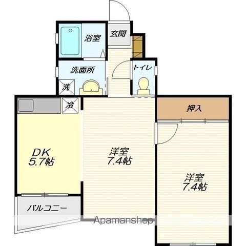 プロミネンス白山弐番館(2DK/2階)の間取り写真