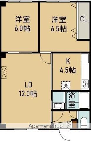 メゾンクレイン(2LDK/3階)の間取り写真