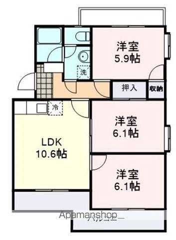 エクセルシオール Ⅱ(3LDK/3階)の間取り写真