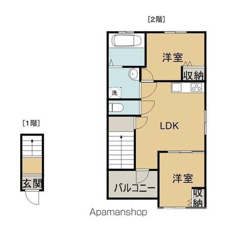 CALM上吉田 A棟(2LDK/2階)の間取り写真