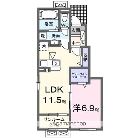 ビレッジハイマウンテンB(1LDK/1階)の間取り写真