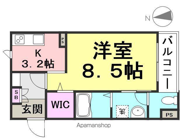 PRONUBE御園(1K/2階)の間取り写真