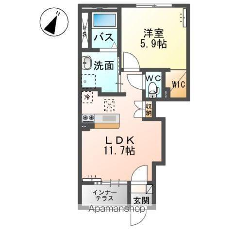ラベンダー(1LDK/1階)の間取り写真