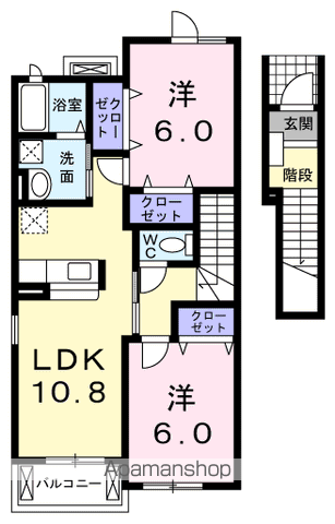 エターナリー(2LDK/2階)の間取り写真