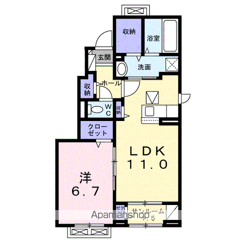 プロムナード 公文名A(1LDK/1階)の間取り写真