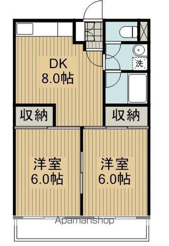 ヴィラ・オーテ(2DK/1階)の間取り写真