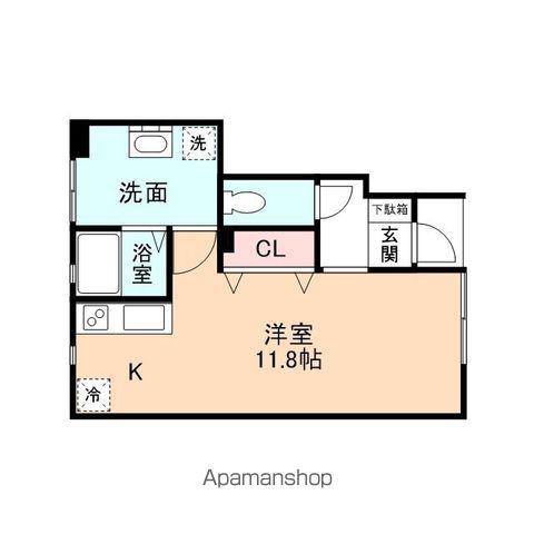ハニエルⅣ(ワンルーム/1階)の間取り写真