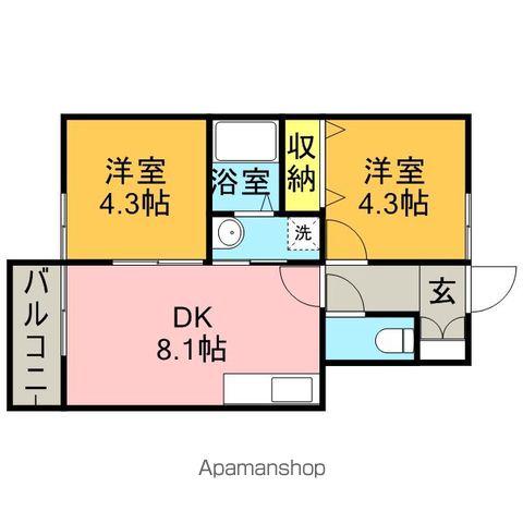 グランディール(2DK/1階)の間取り写真