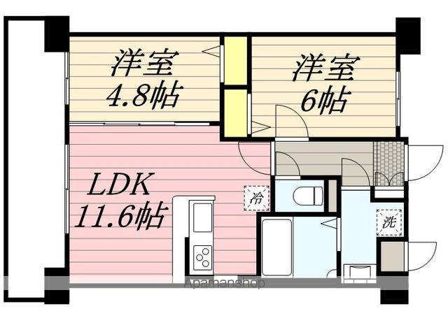 レフィナード博多(2LDK/2階)の間取り写真