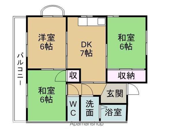 もくせいまきハイツ(3DK/3階)の間取り写真